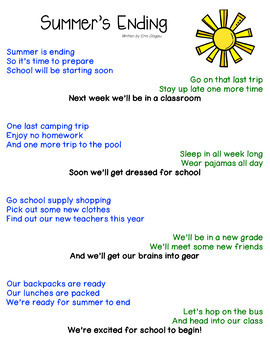 Back to School Partner Poems by Erin's Classroom Creations | TpT