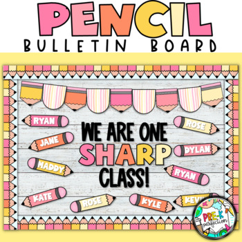 Preview of Back to School Pencil Bulletin Board | We are one Sharp Class! | Pastel Pencils