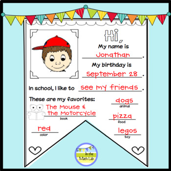 Download Back to School All About Me Banners by In the Math Lab | TpT
