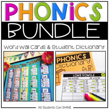 Preview of Back to School | Phonics Word Wall & Student Phonics Dictionary Bundle