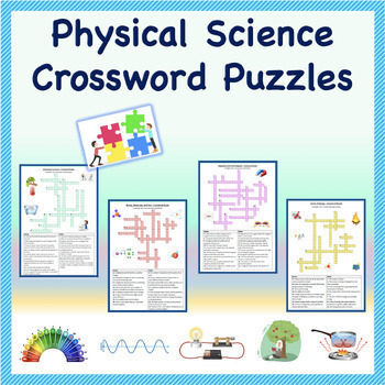 Preview of Physical Science - Crossword Puzzle Worksheets Bundle (No Prep Printables)