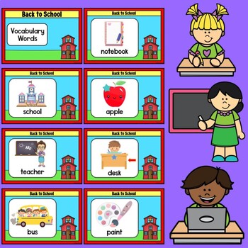 Back to School Picture Vocabulary : Word List, Spelling, Labeling, Word ...