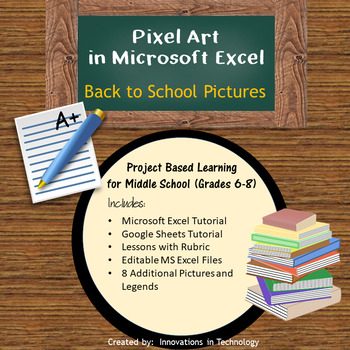 Preview of Back to School Pixel Art in Microsoft Excel or Google Sheets | Distance Learning