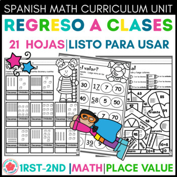 Preview of Back to School Place Value Spanish Valor Posicional Regreso a la escuela