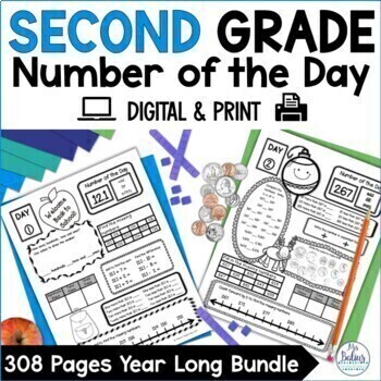 Preview of Number of the Day Activities Math Spiral Review Place Value Practice Secon Grade