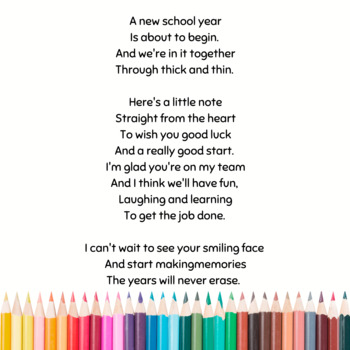 Back to School Poem by Recess with Miss Kinley | TPT
