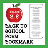 Back to School Poem Bookmark: "Welcome Back, Readers!"
