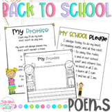 Back to School Poems and Writing Activities, First Day of 