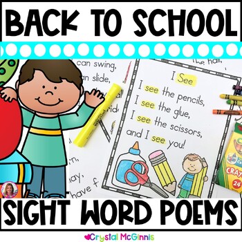 Preview of Back to School Poems for Shared Reading (Sight Word Poetry)
