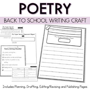 Back to School Poetry Writing Craft with Planning/Draft/Editing Pages