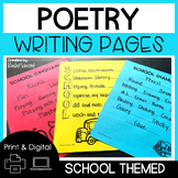 Back to School Poetry Writing Pages - First Day Activities