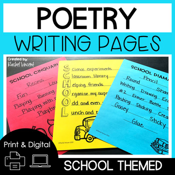 Back to School Poetry Writing Pages - First Day of School Activities