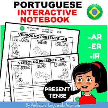 Preview of Back to School - Portuguese Interactive Notebook - Presente Verbos regulares