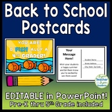 EDITABLE Back to School Postcards (You Are o'FISH'ally in 