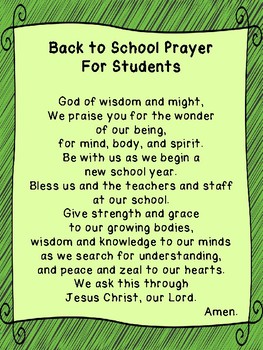 Back to School Prayer for Students by Tossing Cabers | TpT