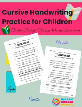 Preview of Back to School PreK- 2nd Grade Cursive Handwriting Workbook for beginners