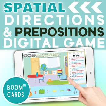 Preview of Following Spatial Directions - Prepositions Game for Speech Therapy BOOM™ CARDS