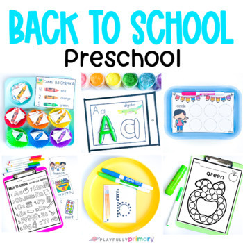 Preview of Back to School Preschool Activities + August Morning Tubs, PreK Centers + Bins