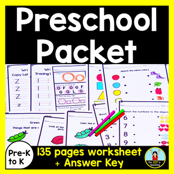 Back to School Preschool Activity Pack by The Joy in Teaching | TPT