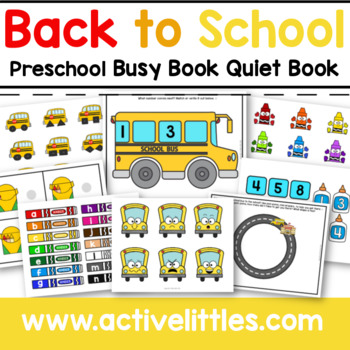 Preview of Back to School Preschool Activities Busy Book Binder - August