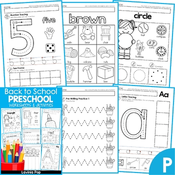 Back to School Preschool No Prep Worksheets & Activities by Lavinia Pop