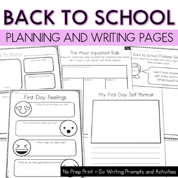 Back to School Writing Activities and Printable Prompts Worksheets for ...