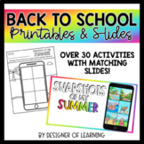 Back to School Printable Activities and Slides