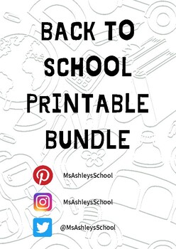 Preview of Back to School Printable Bundle, Treasure Hunt, All About Me, Reading, Math