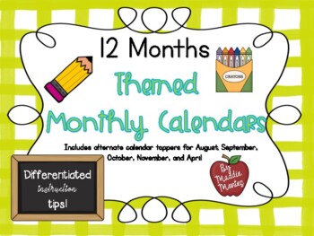 Preview of Back to School! Printable Monthly Calendars