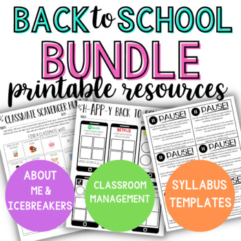 Preview of Back to School Printable Resource Bundle | Middle School | Secondary