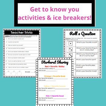 Back to School Printables - All About Me, Ice Breakers & Community Builders