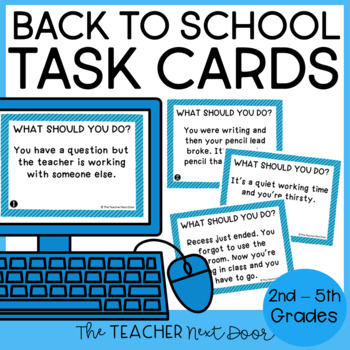 Preview of Back to School Procedures Task Cards Print and Digital
