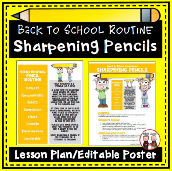 Preview of Back to School Procedures for Sharpening Pencils