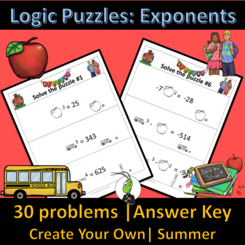 Preview of Back to School Properties of Exponents | Logic Puzzles | Algebra 1