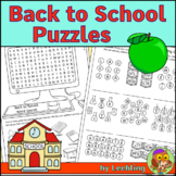 Back to School Puzzle Activities - School Crossword, Schoo