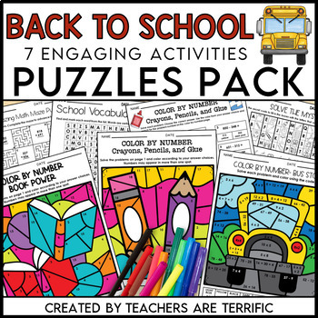Back to School Puzzle Pack Grades 3-5 by Teachers Are Terrific | TPT