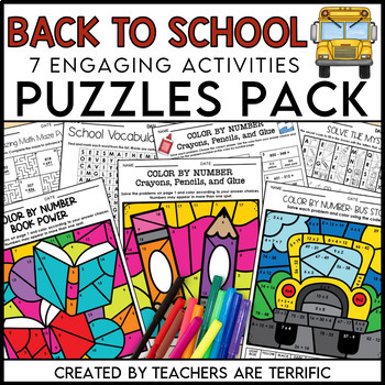 Preview of Back to School Puzzle Pack Grades 3-5