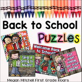 Back to School Puzzles First Day of School Beginning of the Year