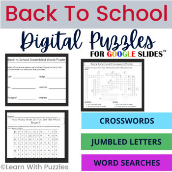 Preview of Back to School Puzzles For Google Apps™ 55 Puzzles Gr3-6 ESL Digital