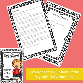 Back to School Question of the Day by Sara Hickman Designs | TPT