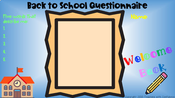 Preview of Back to School Questionnaire (Digital Resource)  Distant/Remote Learning