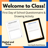 First Day Questionnaire & Draw Something About You Activit