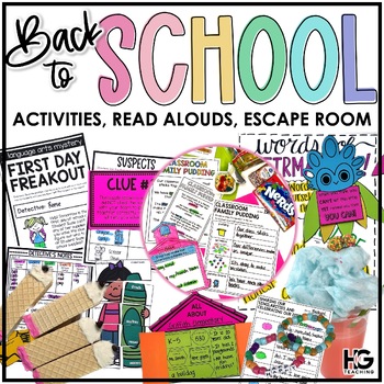 Preview of Back to School Read Aloud Books and Activities | Escape Room, Crafts, Games