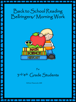 Preview of Back to School Reading Bellringers for 3rd & 4th Graders