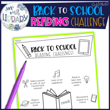 Preview of Back to School Reading Challenge (EDITABLE)