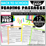 Back to School Reading Comprehension - 3rd & 4th Grade Pas