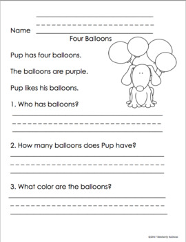 Reading Prehension Passages And Questions Grade 1