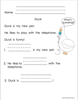 distance learning reading comprehension passages and questions grade 1