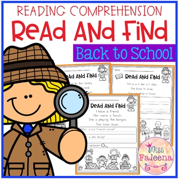 Preview of Back to School Reading Comprehension - Read and Find
