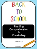 Back to School Reading Comprehension and vocabulary practice